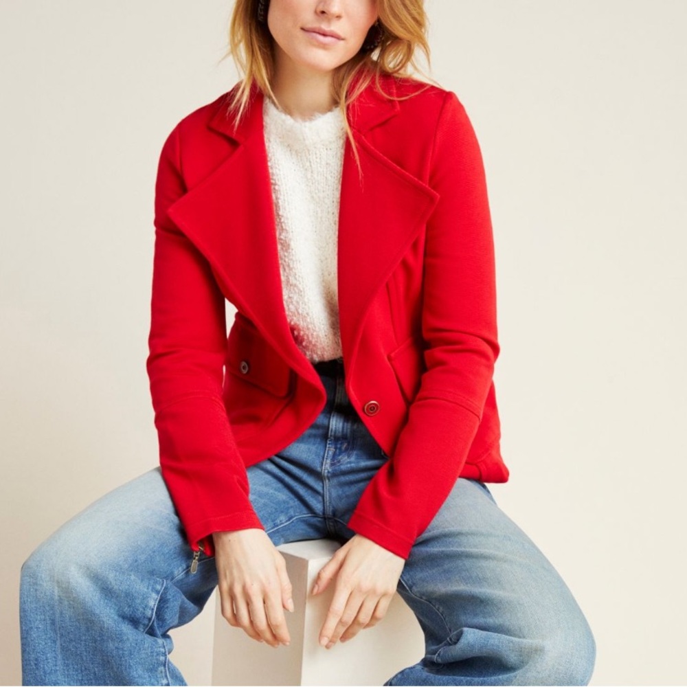 Anthropologie Sylvia Knit Moto Blazer